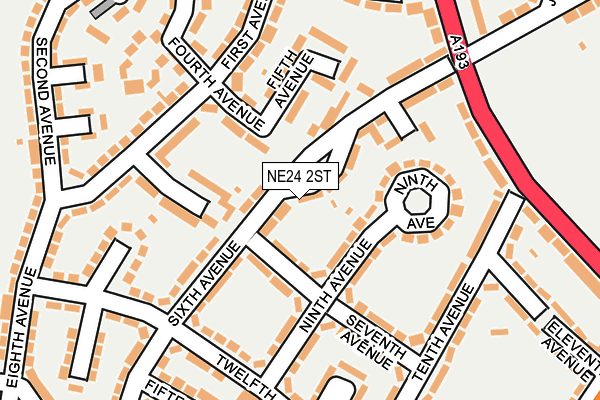 NE24 2ST map - OS OpenMap – Local (Ordnance Survey)