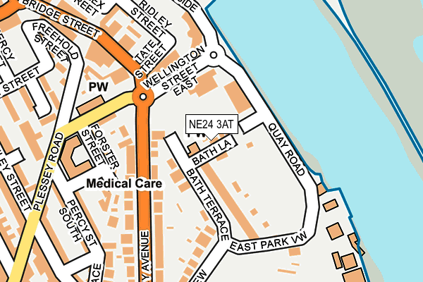 NE24 3AT map - OS OpenMap – Local (Ordnance Survey)