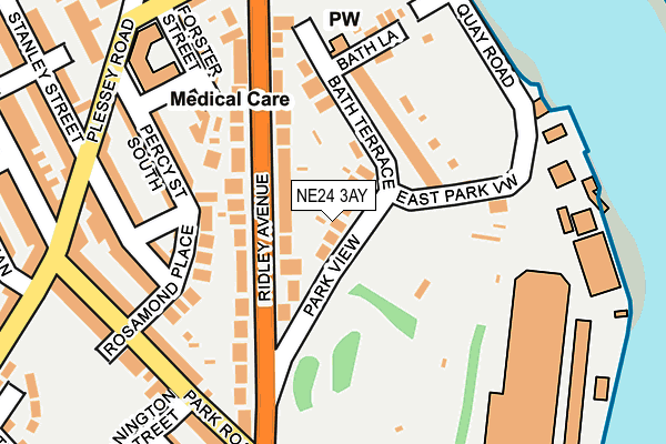 NE24 3AY map - OS OpenMap – Local (Ordnance Survey)