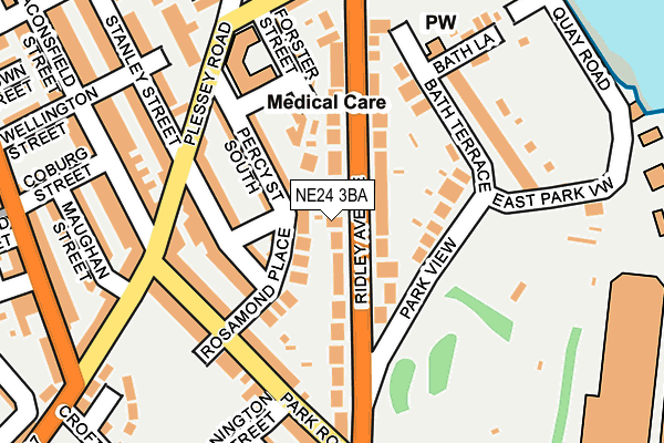 NE24 3BA map - OS OpenMap – Local (Ordnance Survey)