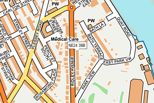 NE24 3BB map - OS OpenMap – Local (Ordnance Survey)