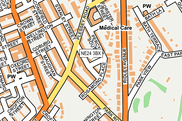 NE24 3BX map - OS OpenMap – Local (Ordnance Survey)