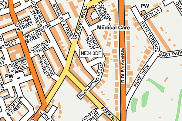 NE24 3DF map - OS OpenMap – Local (Ordnance Survey)
