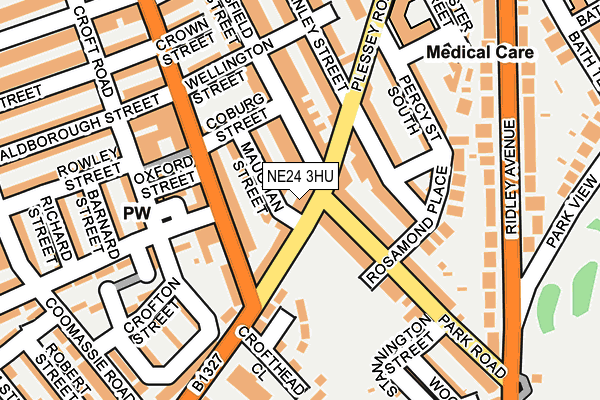 NE24 3HU map - OS OpenMap – Local (Ordnance Survey)