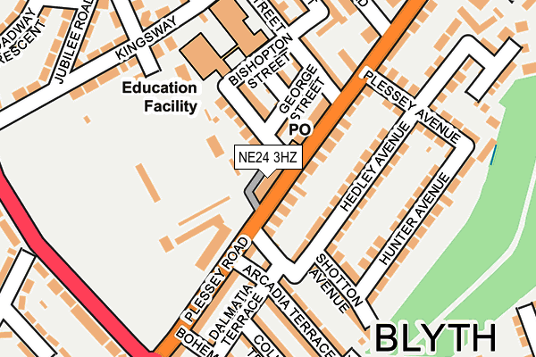 NE24 3HZ map - OS OpenMap – Local (Ordnance Survey)