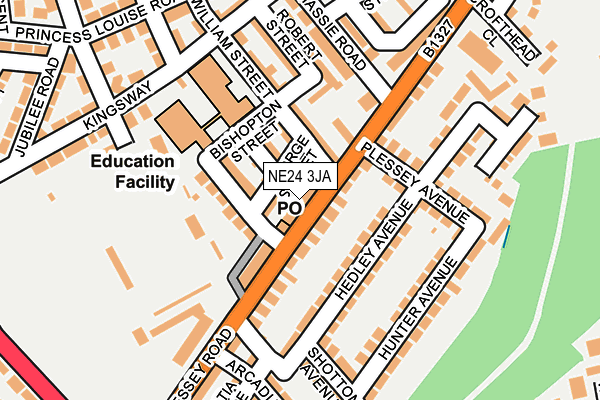 NE24 3JA map - OS OpenMap – Local (Ordnance Survey)