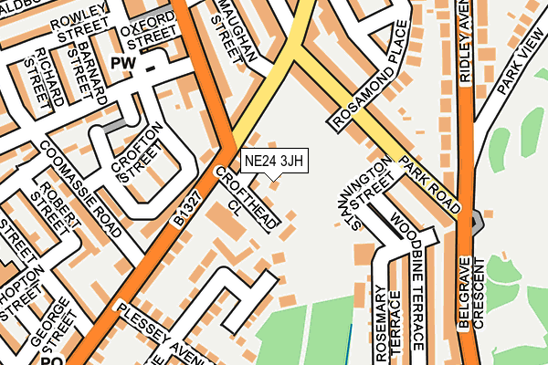 NE24 3JH map - OS OpenMap – Local (Ordnance Survey)