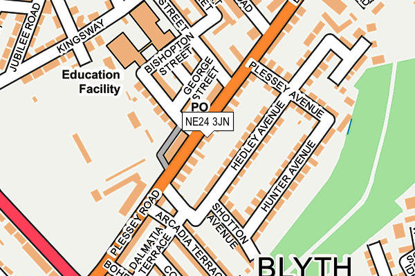 NE24 3JN map - OS OpenMap – Local (Ordnance Survey)