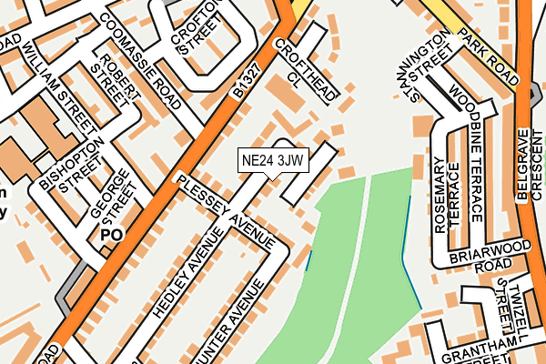 NE24 3JW map - OS OpenMap – Local (Ordnance Survey)