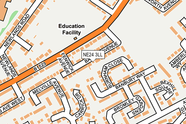 NE24 3LL map - OS OpenMap – Local (Ordnance Survey)