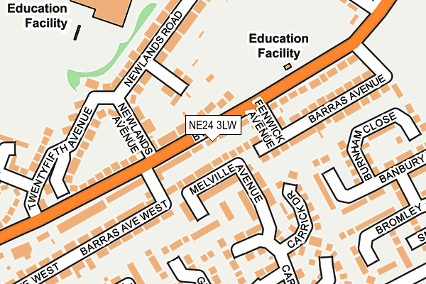 NE24 3LW map - OS OpenMap – Local (Ordnance Survey)