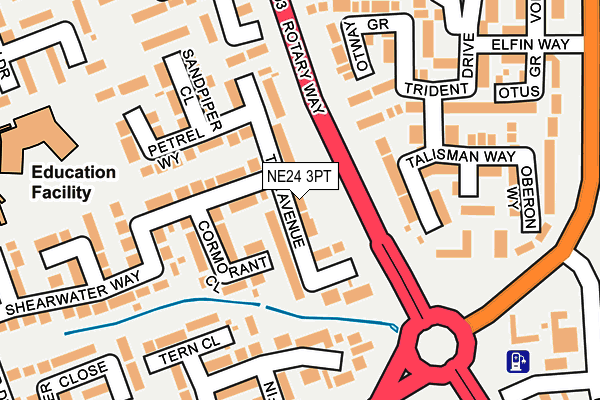 NE24 3PT map - OS OpenMap – Local (Ordnance Survey)