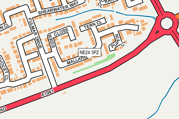 NE24 3PZ map - OS OpenMap – Local (Ordnance Survey)