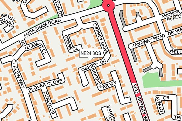 NE24 3QS map - OS OpenMap – Local (Ordnance Survey)