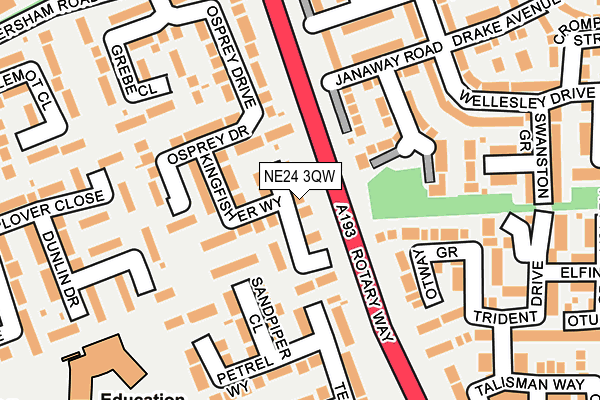 NE24 3QW map - OS OpenMap – Local (Ordnance Survey)