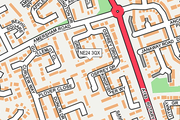 NE24 3QX map - OS OpenMap – Local (Ordnance Survey)