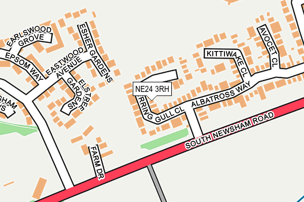 NE24 3RH map - OS OpenMap – Local (Ordnance Survey)