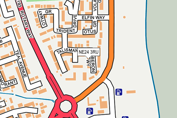 NE24 3RU map - OS OpenMap – Local (Ordnance Survey)
