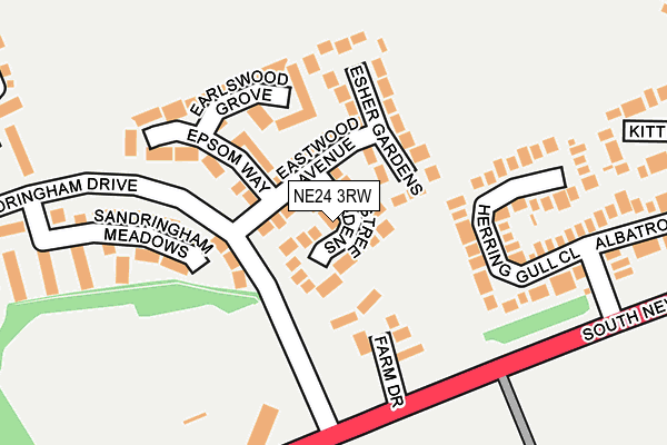 NE24 3RW map - OS OpenMap – Local (Ordnance Survey)