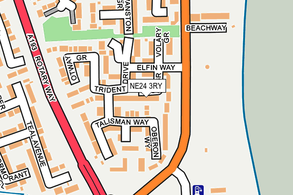 NE24 3RY map - OS OpenMap – Local (Ordnance Survey)