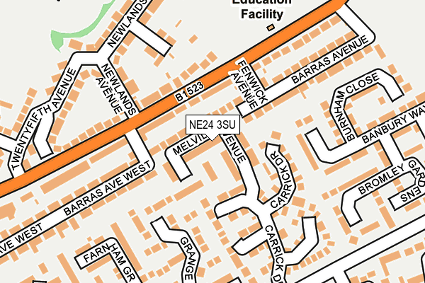 NE24 3SU map - OS OpenMap – Local (Ordnance Survey)