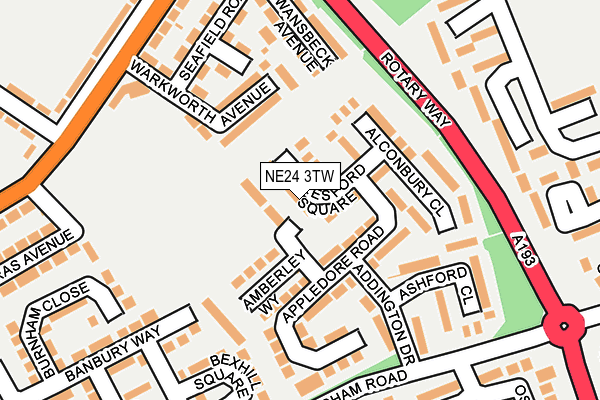 NE24 3TW map - OS OpenMap – Local (Ordnance Survey)