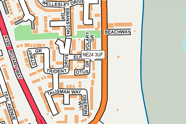 NE24 3UF map - OS OpenMap – Local (Ordnance Survey)