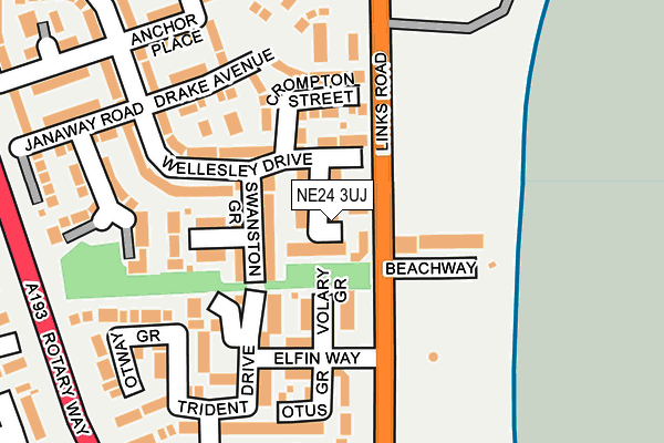 NE24 3UJ map - OS OpenMap – Local (Ordnance Survey)