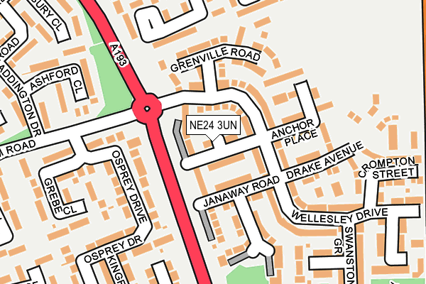 NE24 3UN map - OS OpenMap – Local (Ordnance Survey)