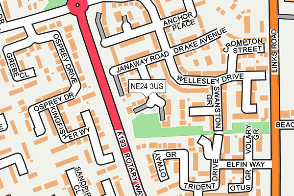 NE24 3US map - OS OpenMap – Local (Ordnance Survey)