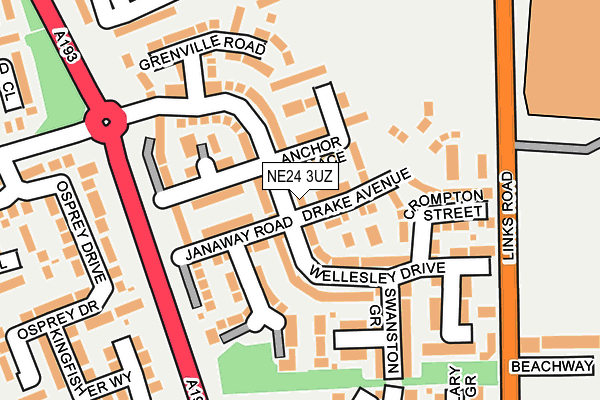 NE24 3UZ map - OS OpenMap – Local (Ordnance Survey)