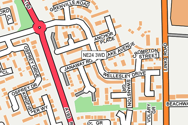 NE24 3WD map - OS OpenMap – Local (Ordnance Survey)