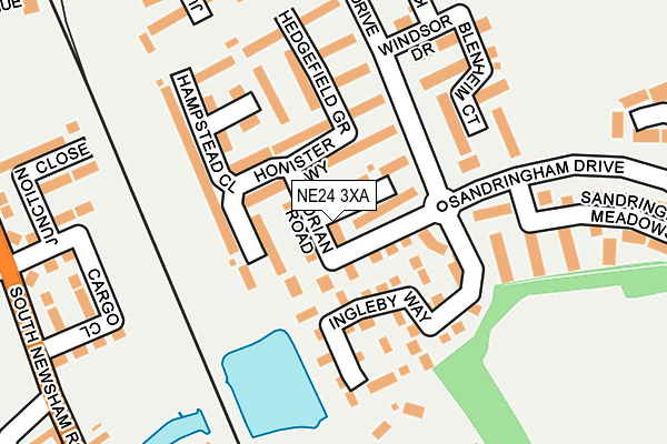 NE24 3XA map - OS OpenMap – Local (Ordnance Survey)