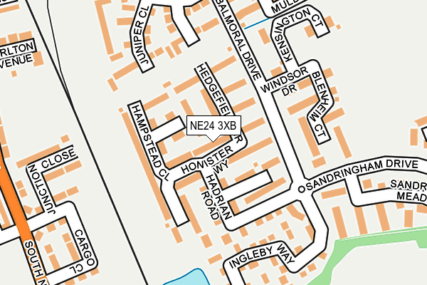 NE24 3XB map - OS OpenMap – Local (Ordnance Survey)
