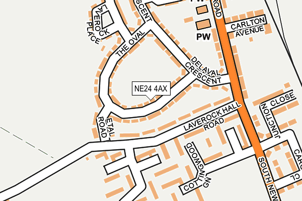 NE24 4AX map - OS OpenMap – Local (Ordnance Survey)