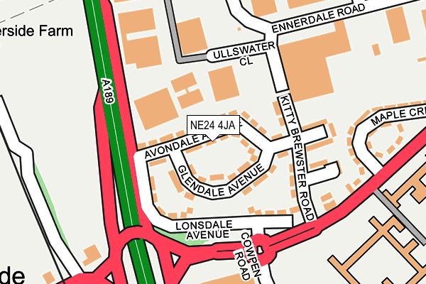 NE24 4JA map - OS OpenMap – Local (Ordnance Survey)