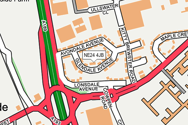 NE24 4JB map - OS OpenMap – Local (Ordnance Survey)