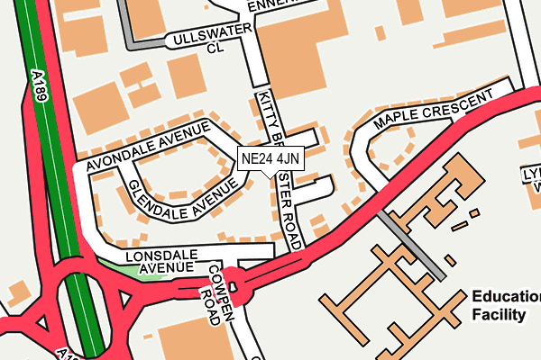 NE24 4JN map - OS OpenMap – Local (Ordnance Survey)