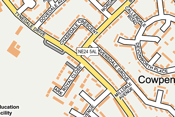 NE24 5AL map - OS OpenMap – Local (Ordnance Survey)
