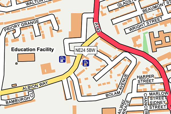 NE24 5BW map - OS OpenMap – Local (Ordnance Survey)