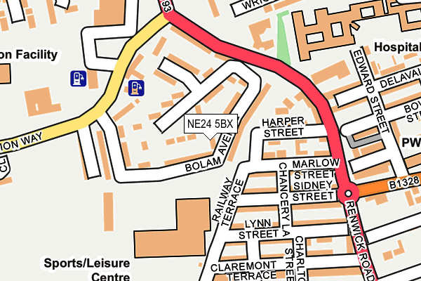 NE24 5BX map - OS OpenMap – Local (Ordnance Survey)