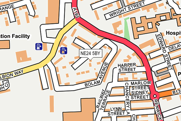 NE24 5BY map - OS OpenMap – Local (Ordnance Survey)