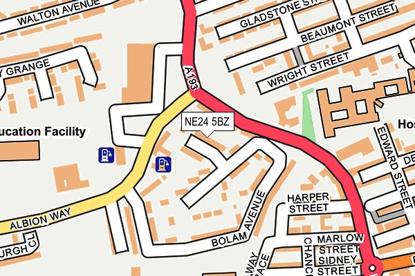 NE24 5BZ map - OS OpenMap – Local (Ordnance Survey)