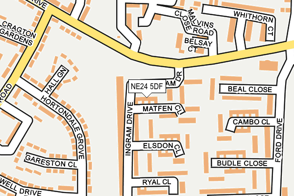 NE24 5DF map - OS OpenMap – Local (Ordnance Survey)