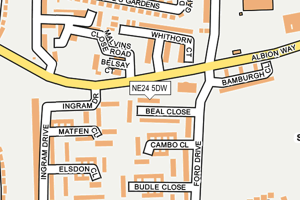 NE24 5DW map - OS OpenMap – Local (Ordnance Survey)