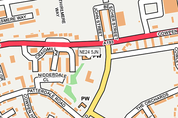 NE24 5JN map - OS OpenMap – Local (Ordnance Survey)