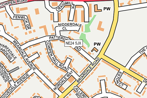 NE24 5JX map - OS OpenMap – Local (Ordnance Survey)