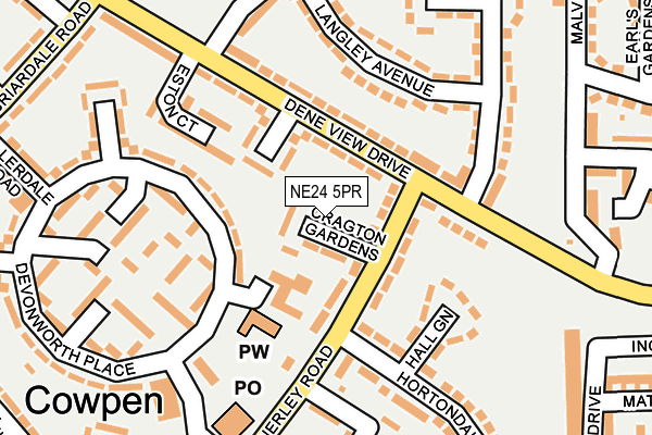 NE24 5PR map - OS OpenMap – Local (Ordnance Survey)