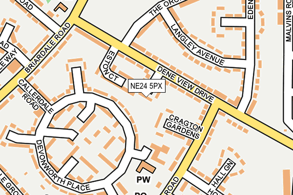 NE24 5PX map - OS OpenMap – Local (Ordnance Survey)