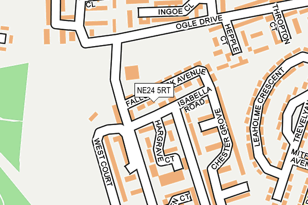 NE24 5RT map - OS OpenMap – Local (Ordnance Survey)